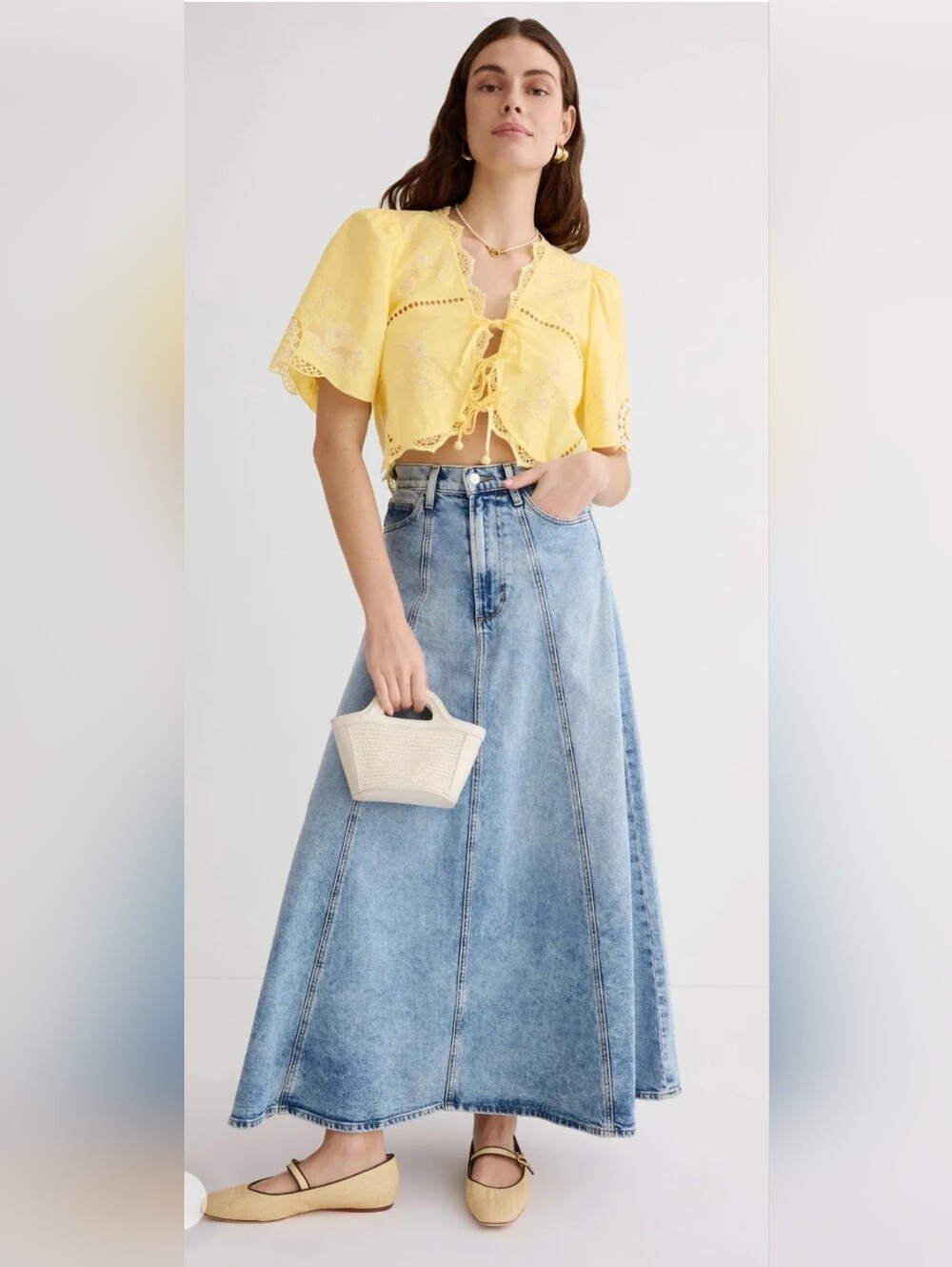 Sea New York HOT ITEM! Vesna Embroidery Top in Yellow. Sz Lg. R2S!